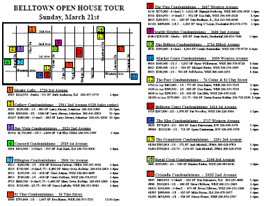 Belltown condo open house map