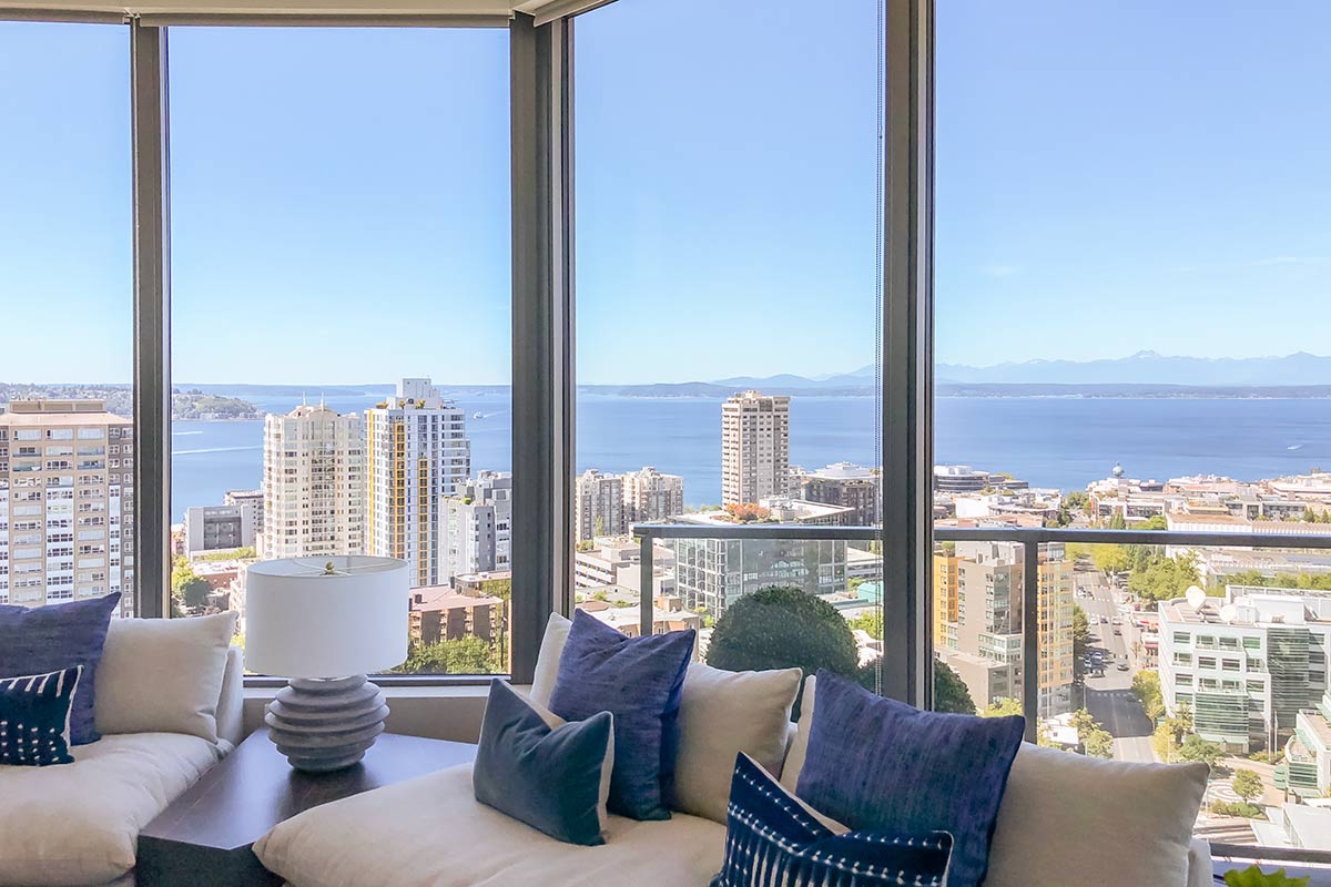 Spire Condo Seattle Living Room View